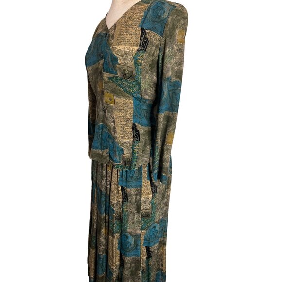 Vintage Carole Little Petites Skirt Blouse size 4 patchwork design Boho - Picture 9 of 16